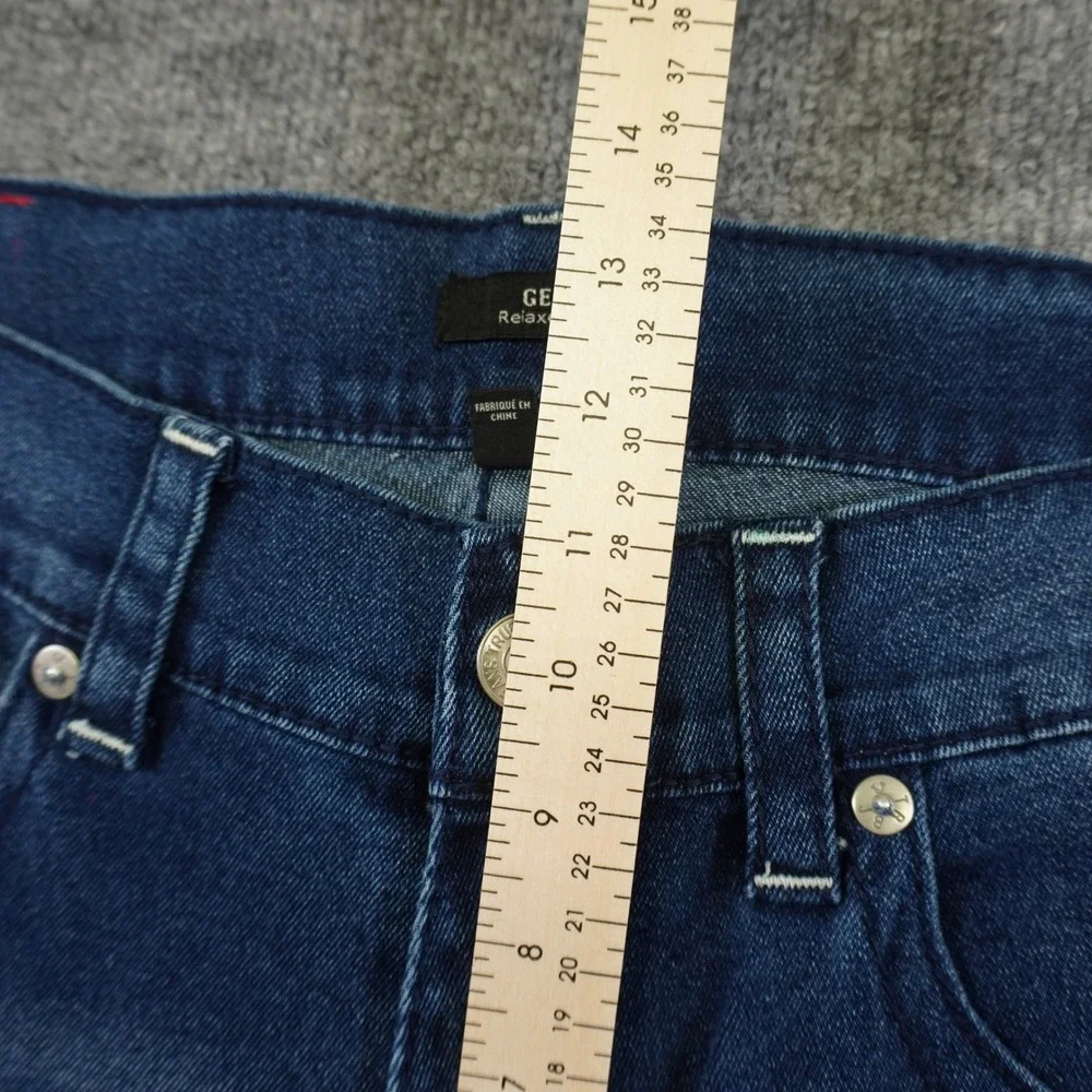NEW True Religion Geno Relaxed Slim Jeans Mens 36x32 Blue Big T Flap Pocket